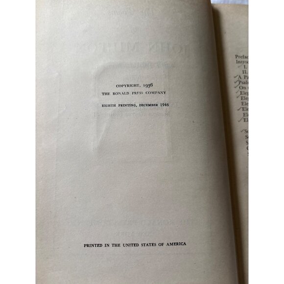 The Poems Of John Milton By James Holly Hanford 1936 Hardcover - Picture 6 of 16